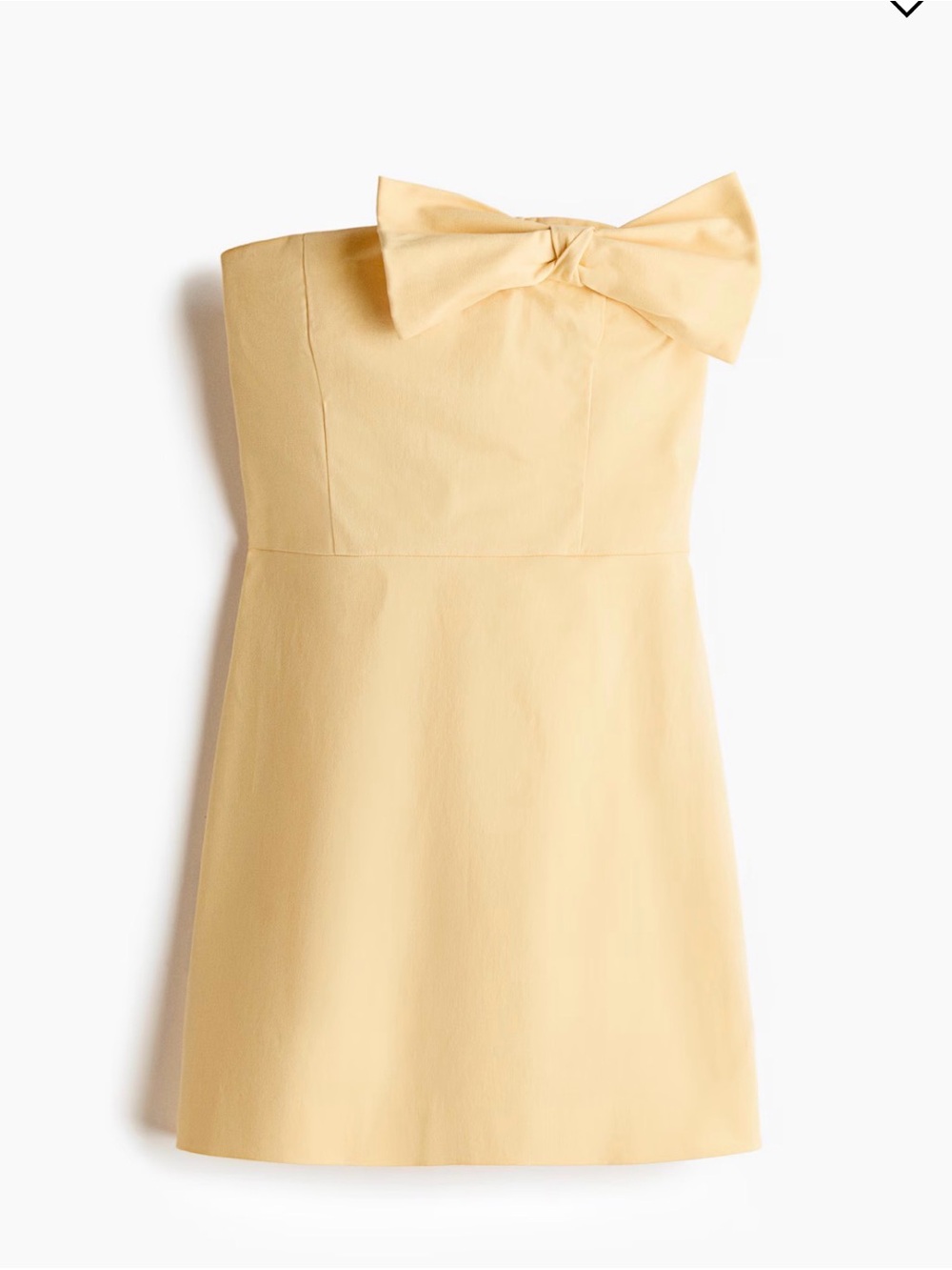 H&M Pale Yellow Strapless Bow A-Line Dress